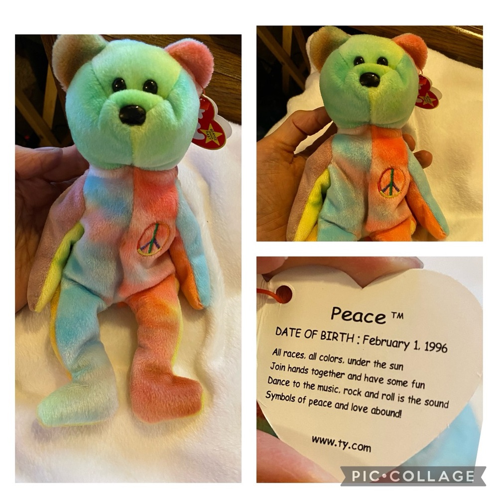 Set of 5 Beanie Babies from 1996 and 1997 with original hang tags